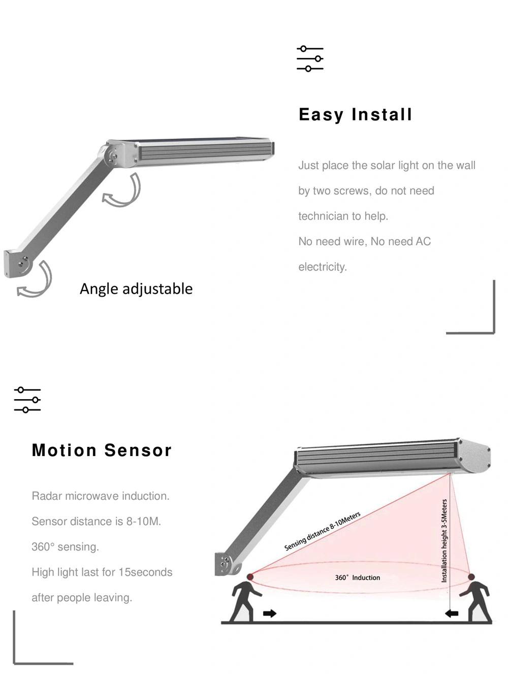 All in One 4000K 6000K Aluminum Alloy Motion Sensor Outdoor Garden Lamppole Wall Mounted Solar Lights