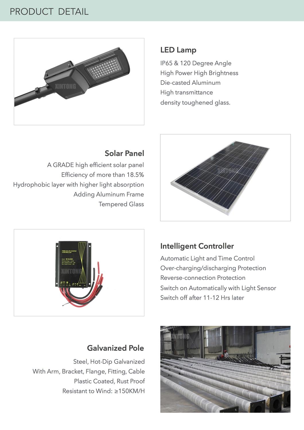 24V 80W Solar Outdoor LED Street Light Fully-Sealed All in One LED Integrated Solar Street Lamp