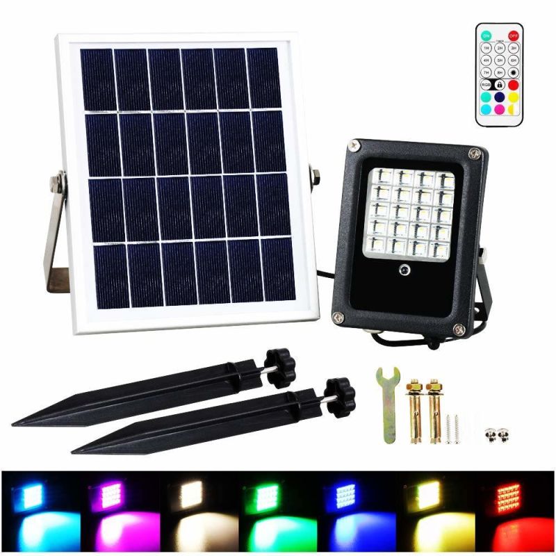 Solar RGB LED Flood Lights Landscape Lighting Solar Spotlight for Decking Lighting, Patio Lighting