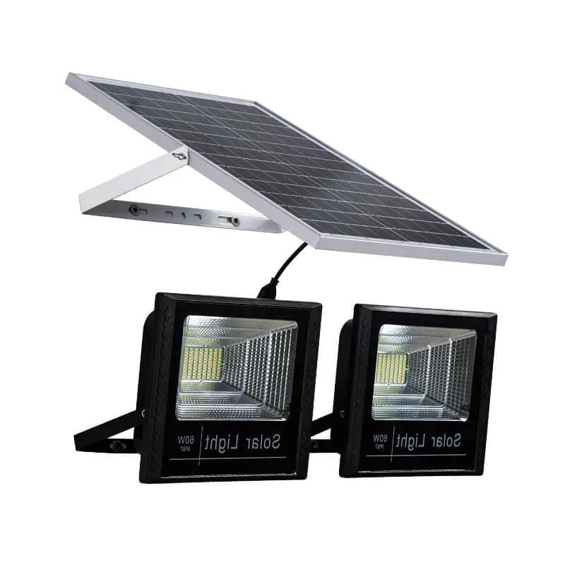 Two Heads LED Landscape Garden Outdoor Two IP65 Solar Flood Light with One Panel Solar Cell Light Lightings Lamps Street Wall Panel Pole