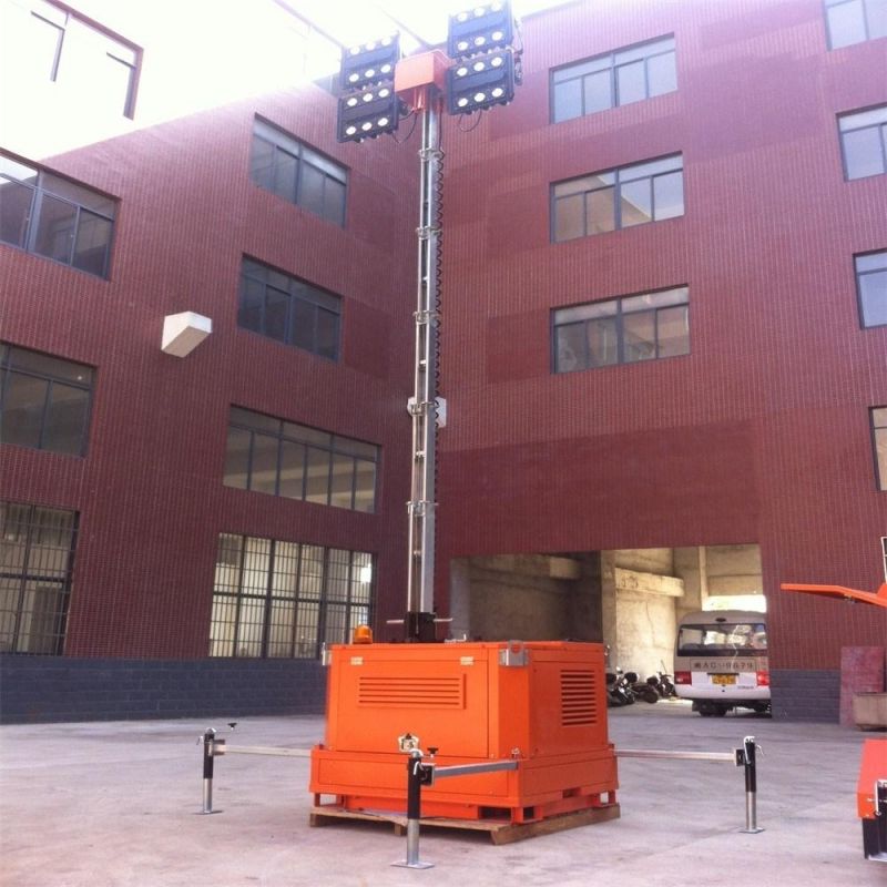 48V DC Hydraulic Mast 7m Telescopic Light Tower with Generator