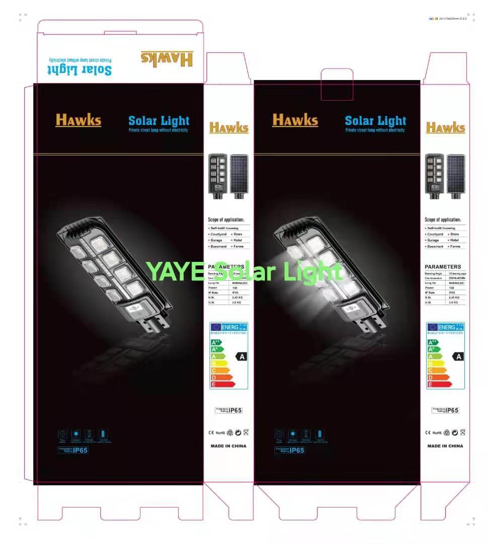 Yaye Manufacturer1000W/800W/600W/500W/400W/300W/200W/150W/120W/100W/Solar LED Road Wall Garden Street Light with Radar Sensor/Remote Controller/1000PCS Stock
