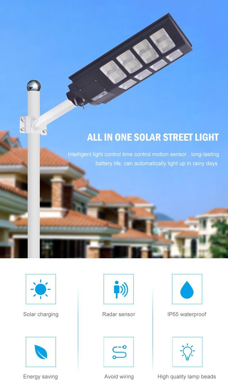 Big Mode Light Outdoor IP65 Waterproof 300W 400W 500W All in One Solar LED Street Light