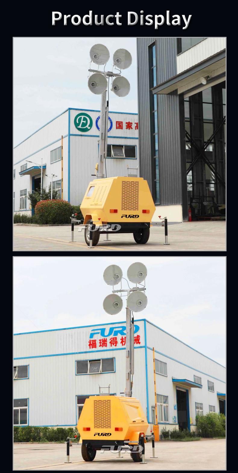 Outdoor Night Lighting Mobile Generator Powered Mobile Light Tower