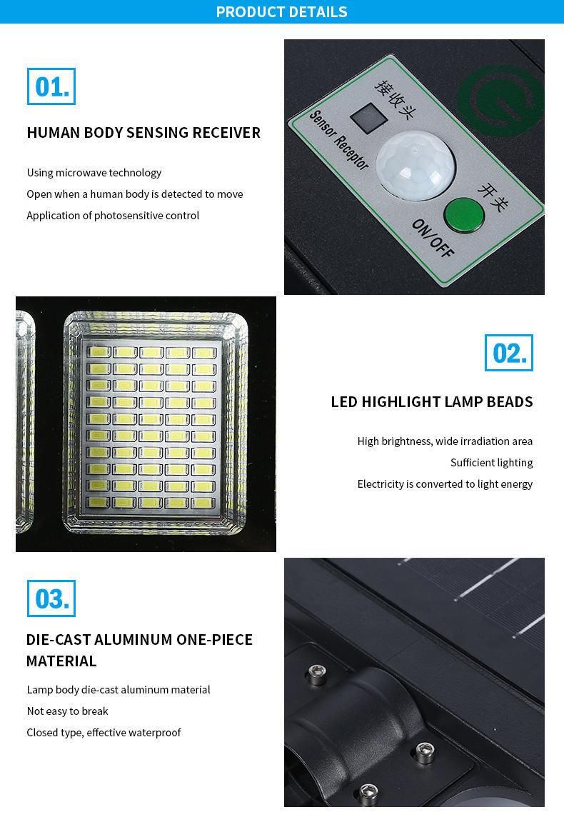 180W LED Solar Street Light Lamp Outdoor Garden Spotlight with Inbuilt Battery