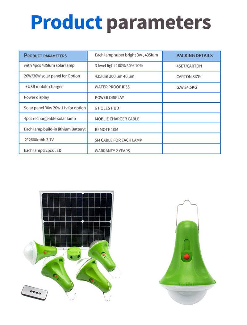 Solar Power Home DC System with LiFePO4 Battery 2 Years Warranty Can Run Light up 4 Rooms