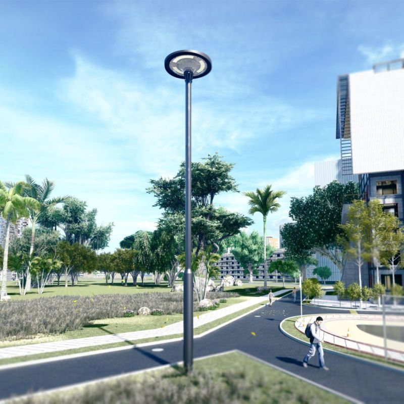 New Design UFO Solar Garden Light for Courtyard Lawn Street with Pole RGB Colorful Warm White Brightness