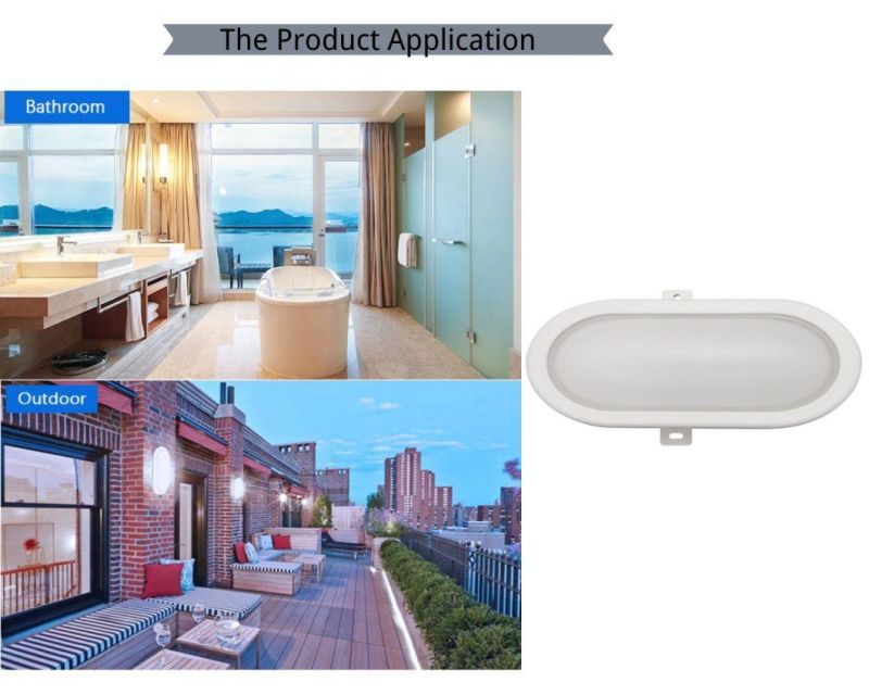 CE RoHS Approved IP65 Milky White Oval 6W Moisture-Proof LED Integrated Ceiling Light with Cover