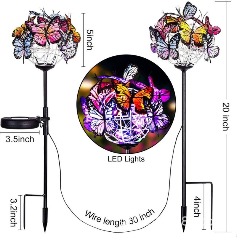 Multicolor Butterfly Stakes Lighted Garden Accents Set of 2 Waterproof Color Changing LED Lights for Garden, Patio, Lawn Wyz17904