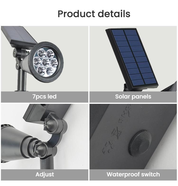 Solar Spotlight and Outdoor Solar Landscape Spotlight, Solar Spot Lights with Waterproof LED and Solar Panel Integrated, Solar Powered Garden Light