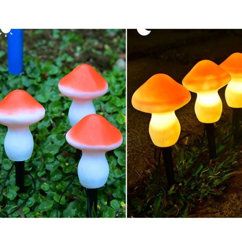 3PCS Mushroom Outdoor Solar Garden Lights Cute Shape Mushroom Landscape Lighting Path Lights for Garden Decoration Wyz19763