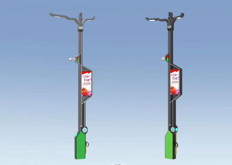 Smart City Pole with Smart Lighting with Surveillance Security