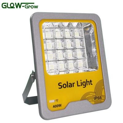 400W IP66 Waterproof LED Solar Flood Light with Working Time 12-24 Hours for Courtyards House Garden Decoration