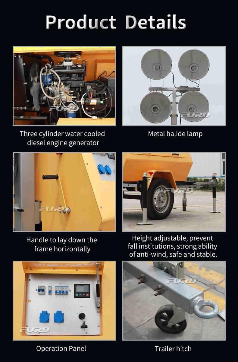 Industrial Portable LED Trailer Mounted Light Tower Fzmdtc-1000b