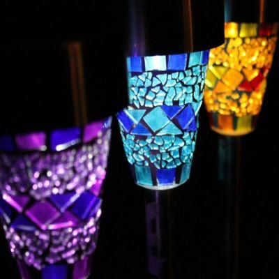 3 Color Mosaic Solar Garden Stake Landscape Lights with Auto Sensor Function for Garden Flowerbed Walkway Patio Lawn Wyz10199