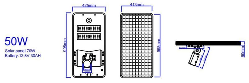 Mono-Crystalline Silicon Solar Panel Adjustable All in One Solar Street Light 50W