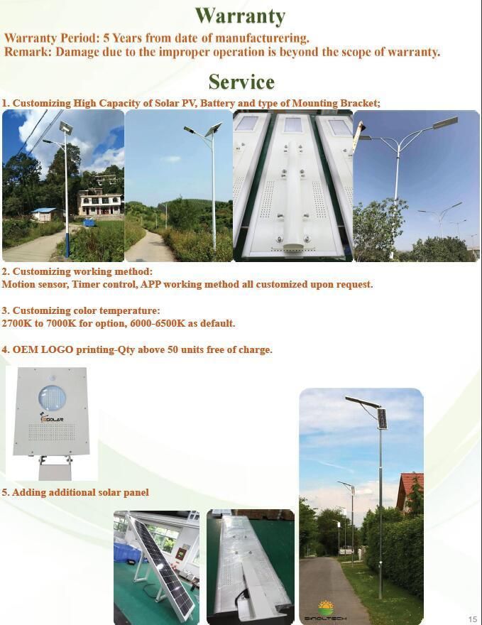 60W LED Integrated All in One Solar Powered Street Lamp (SNSTY-260)