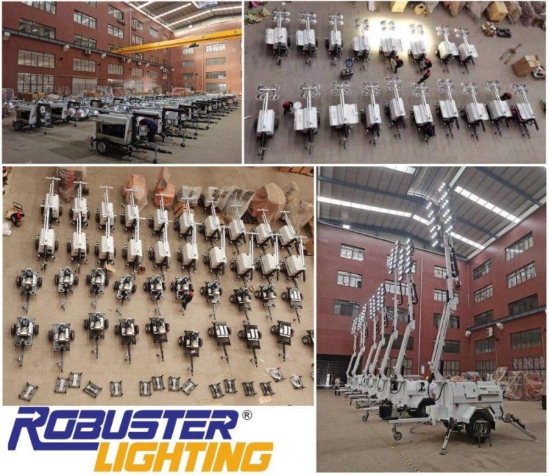 10m High Mast Diesel Generator Trailer Mobile LED Lighting Tower