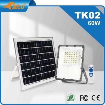 China Manufacturer CE RoHS Powerful Solar Landscape Modern LED Garden Light 60W Remote Solar Flood Light