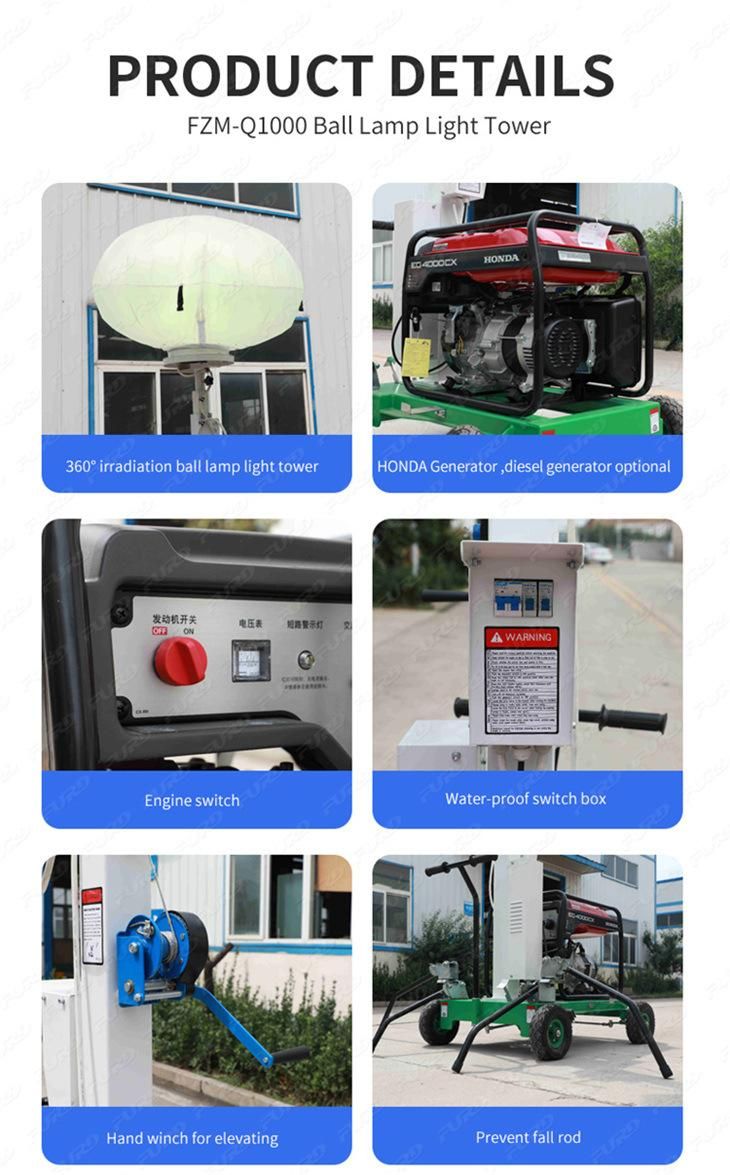 Diesel Portable Generator with Balloon Lights Lighting Tower