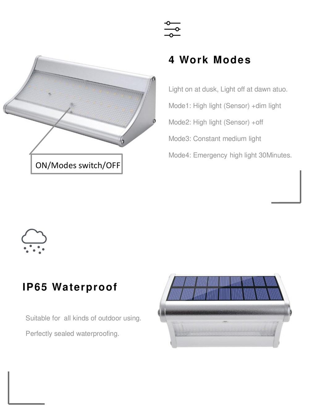 Wall Mount Solar Light All in One Design for Outdoor Lighting