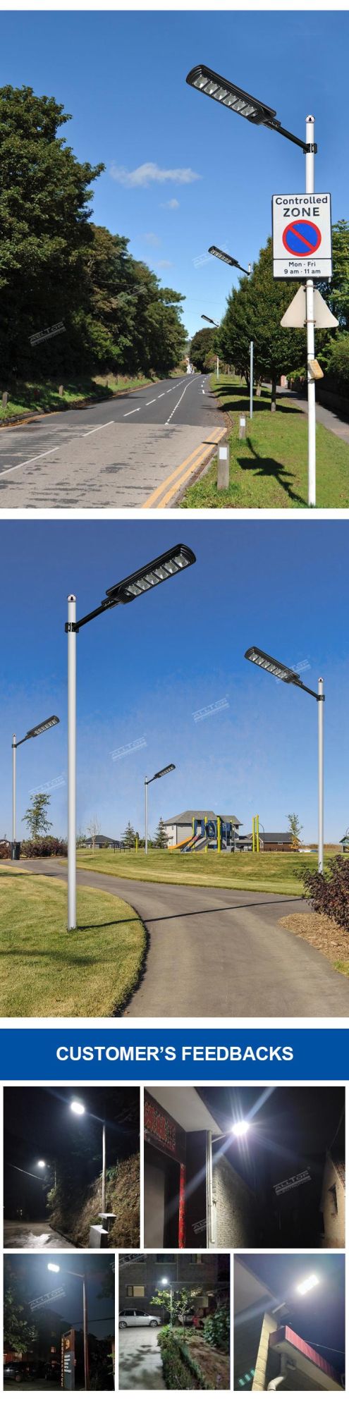 Alltop High Brightness ABS 50W 100W 150W 200W 250W 300W Waterproof Solar Outdoor LED Street Lamp
