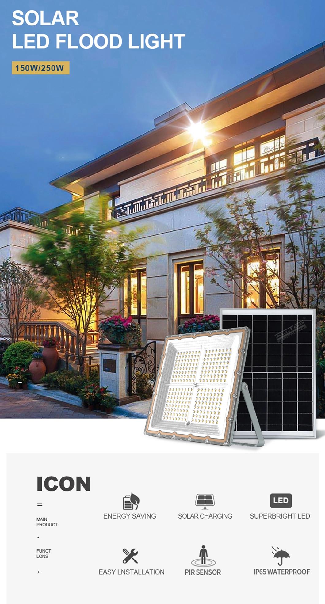 Alltop Wholesale Waterproof IP65 150watt 250watt Slim Outdoor Courtyard Stadium LED Solar Flood Lights