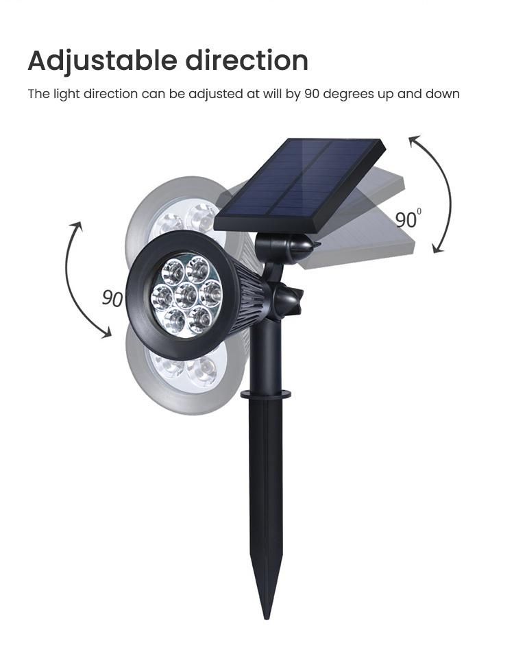 Solar Spotlight and Outdoor Solar Landscape Spotlight, Solar Spot Lights with Waterproof LED and Solar Panel Integrated, Solar Powered Garden Light