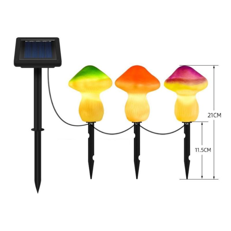 3PCS Mushroom Outdoor Solar Garden Lights Cute Shape Mushroom Landscape Lighting Path Lights for Garden Decoration Wyz19763