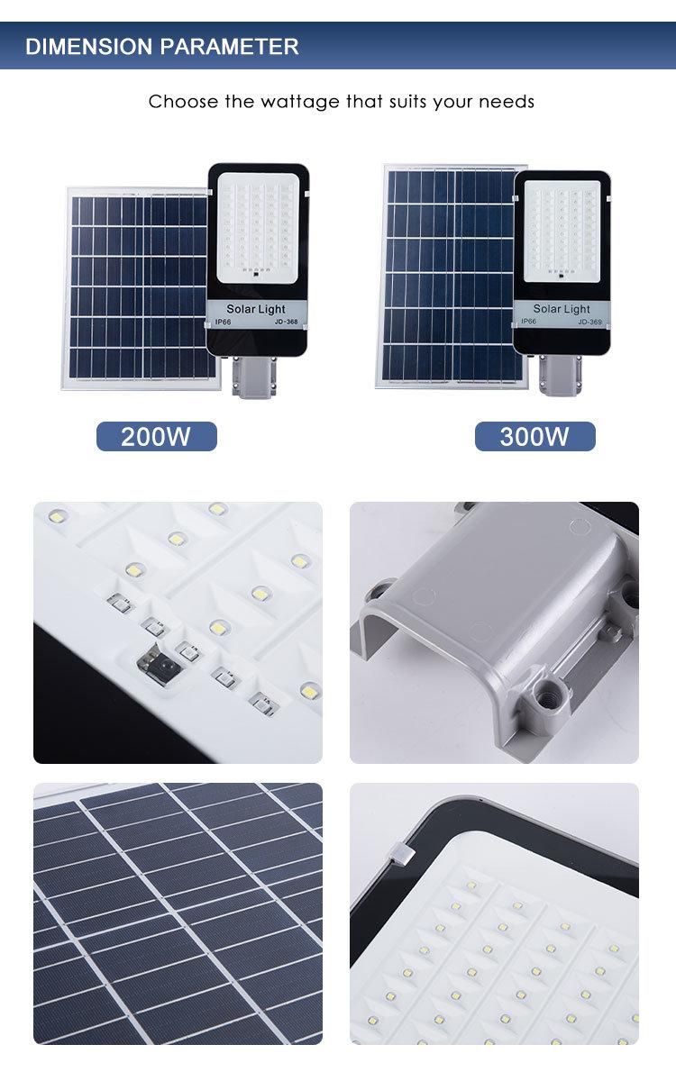 200W 300W Aluminium Solar Street Light New Street Lamp Manufacturer in China Wholesale 300W IP66 Solar LED Street Light