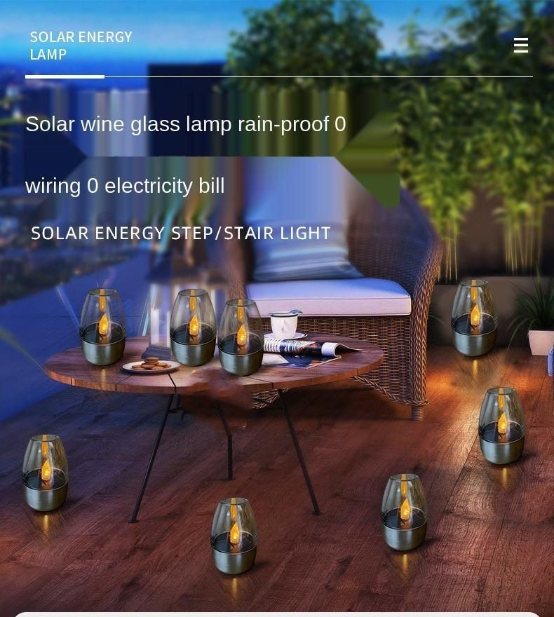 Amazon Hot Sale Plastic Stainless Steel Waterproof Light Sensor Solar LED Night Light with Warm Candle Flame for Home Garden