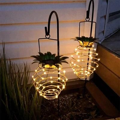 Outdoor Indoor Solar Powdered Ground Wall Mounting Landscape Pineapple Design Home Decoration Color Lawn Garden Lamp