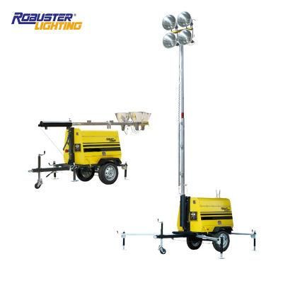 4*1000W Mining Lighting Tower Diesel Generator Portable Mobile Light Tower with Kubota Engine