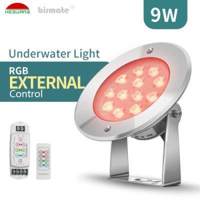 9W DC12V External Control 316L Stainless Steel LED Underwater Swimming Pool Light