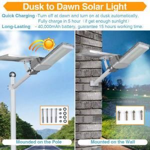 LED 200W Solar Outdoor Street Lights, IP65 Waterproof Dusk to Dawn Security Area Light 4000K Lumen 4000K for Yard, Garden