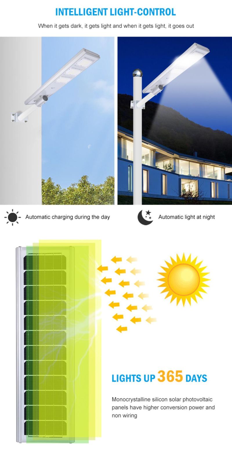 IP65 Outdoor Lighting Waterproof 50W 60W 80W 100W 150W 200W All in One Integrated Solar Street LED Light