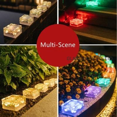 Durable Waterproof Frosted Glass Solar Brick Light Colors Red or Green or Blue or White Colors