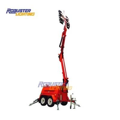 10m Mast Diesel Engine Mounted Trailer Construction Mobile Light Tower
