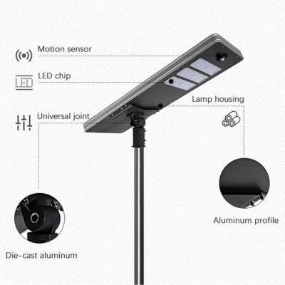 Smart High Lumen IP65 Waterproof Outdoor 30W 40W 50W 60W 80W 100W 120W Adjustable Integrated Solar Road Light Street Light