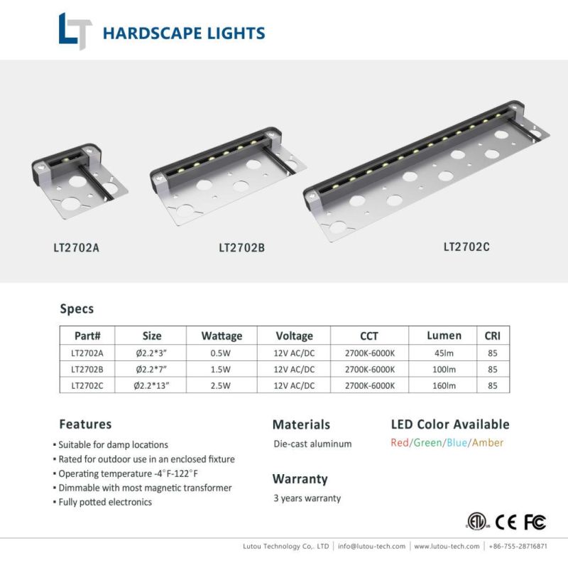 Newest Stainless Steel & Cast LED Hardscape Light for Landscape Step Lighting