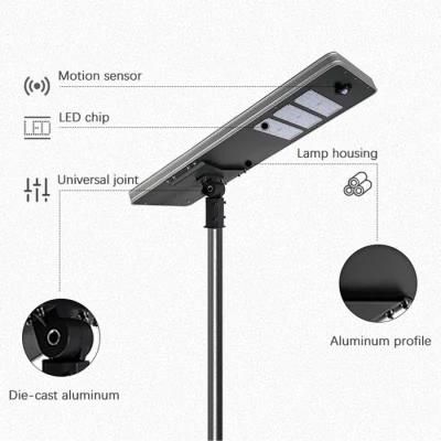 High Lumen Outdoor Installation Waterproof IP65 Outdoor Lamp 100W Integrated Adjustable All in One Solar LED Street Light