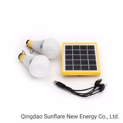 2020 Portable Solar Panel Energy Saving LED Lamp Light Bulbs with Mobile Phone Charger for India/Africa Rural Area