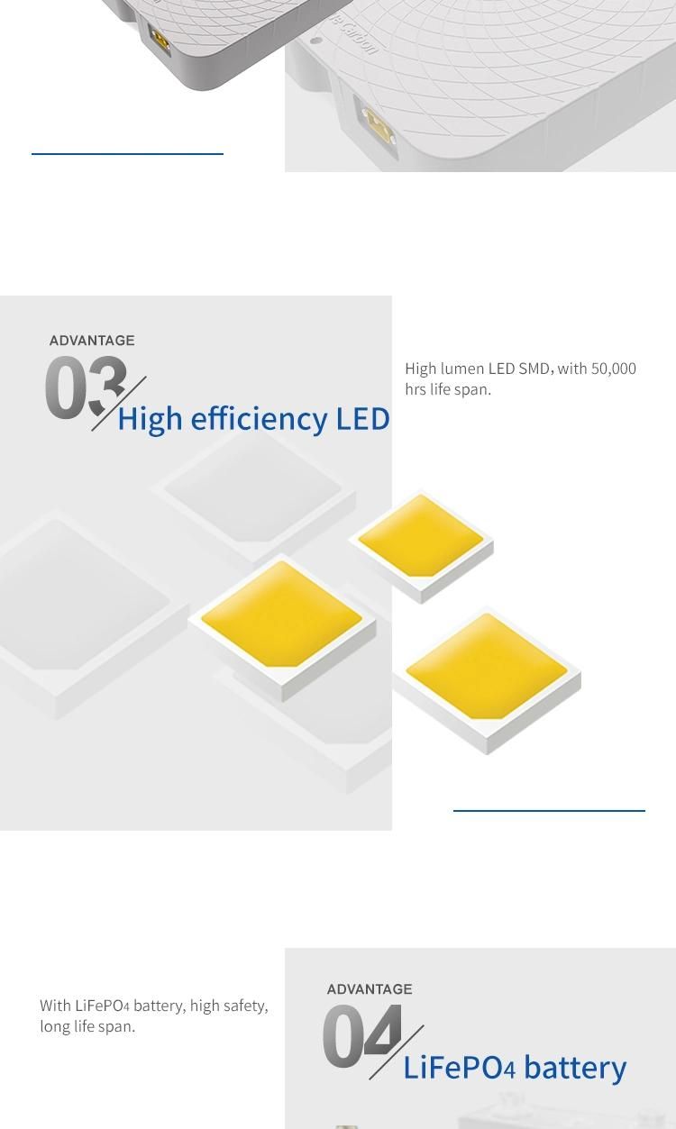 LED 15W Solar Ceiling Light 6500K Home Commercial Use LiFePO4 Battery