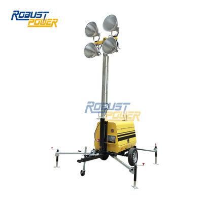 9m 4000W Metal Halide Lamp Manual Mast Telescopic Light Tower