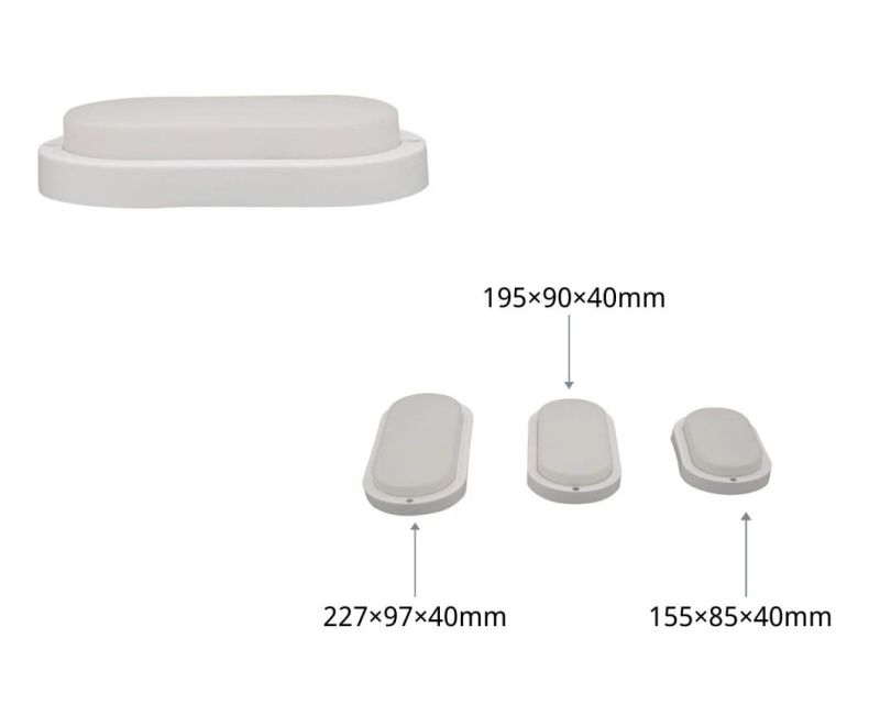 IP65 Moisture-Proof Lamps Outdoor LED Bulkhead Light Oval White 12W with CE RoHS