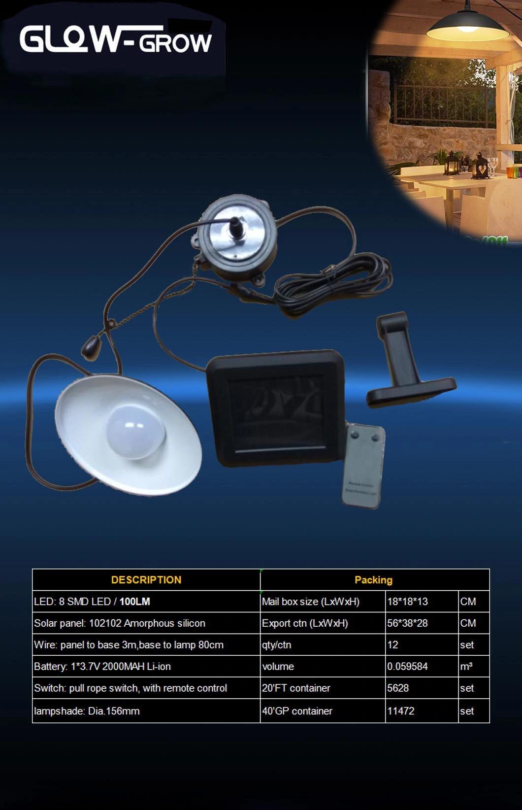 Garden Use Waterproof Solar Pendant Lamp Hanging Light with Remote Control Brightness