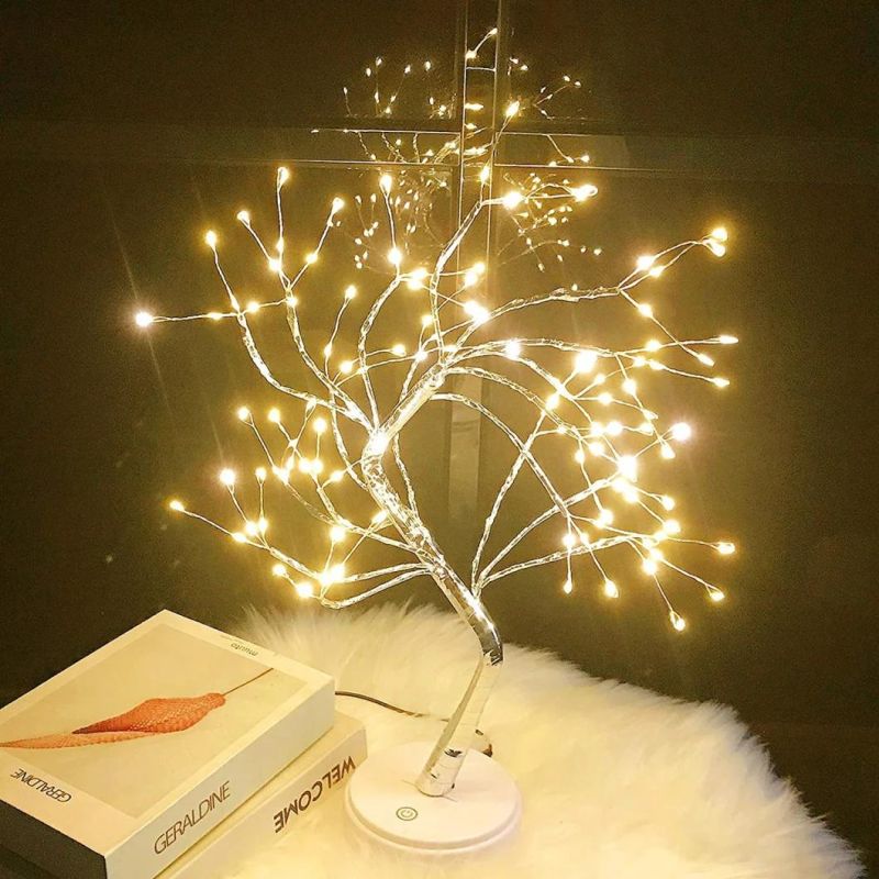 Starburst Artificial Tree Lights Touch Sensor Sparkly Tree Lamp with 72 LED USB Table Lamp for Christmas New Year Party Decor