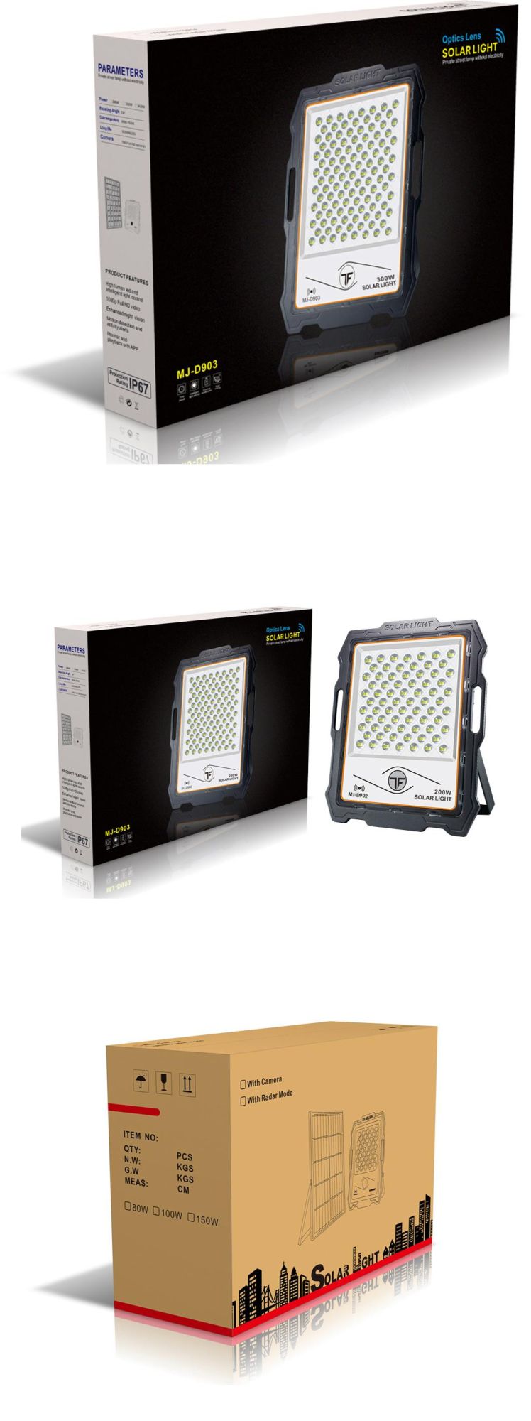 Solar Energy Save LED Lighting IP67 Waterproof Flood Light Without Camera
