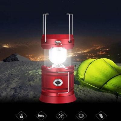 Outdoor Solar Powered Collapsible Flashlights Portable Lamp LED Rechargeable Hand Lamp Hiking Camping Lantern Light