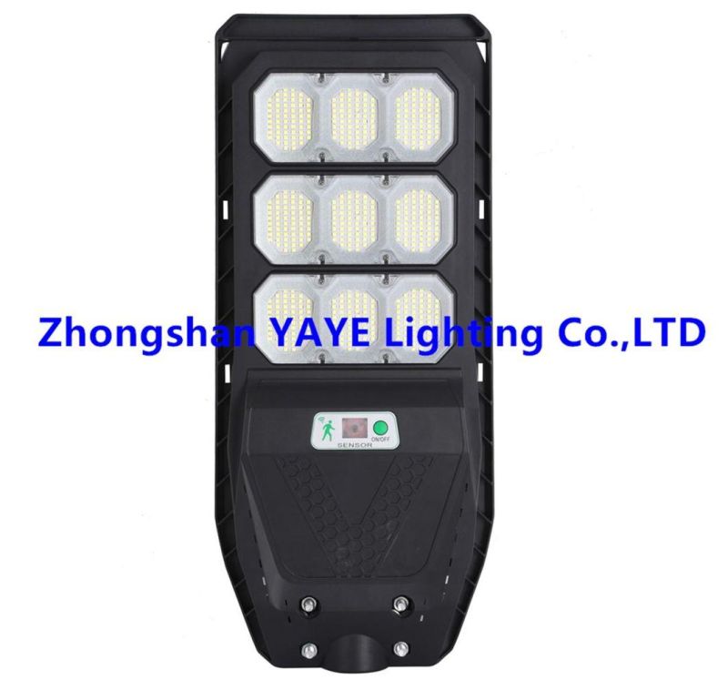 Yaye 2022 Hottest Sell Outdoor Waterproof 500W All in One Solar Street Road Wall Garden Lamp with 1000PCS Stock/Remote Controller/Radar Sensor/ 3 Years Warranty